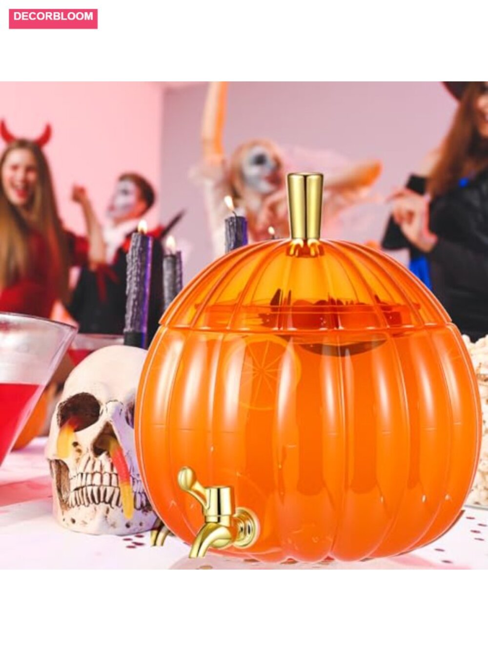 Pumpkin Drink Dispenser 1.3 Gallon Plastic Halloween Thanksgiving Party Beverage - Picture 5 of 6